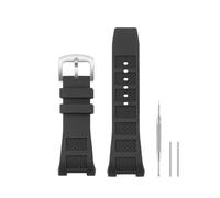 HANYTON Correa de repuesto de goma de silicona suave compatible con IWC Watch Series IW323601 IW323602 IW376501 IW322503, color negro (hebilla negra/plateada)