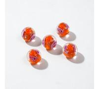 HANYUYUAN 50 cuentas sueltas de cristal de arena dorada con patrón de rosas de 8 a 12 mm, cuentas de agujero de 1,5 mm hechas a mano para rosario y joyería de bricolaje (porcelana naranja, 8 mm)