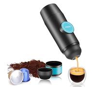 Hanzete - Cafetera espresso eléctrica portátil con calefacción inalámbrica de doble porción con 2 en 1 café en polvo/contenedor de cápsulas, bomba de presión de 15 bares, batería integrada de 2000 mAh