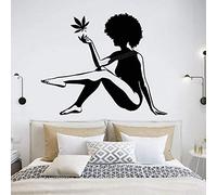 HANZHAO Calcomanías Deportivas de Pared para Mujer Africana, calcomanía de Vinilo para Pared, Traje de baño para Chica Sexy, Marihuana, cáñamo, Hoja de Arce, Pegatina de Pared para ve 70X57CM