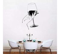 HANZHAO Etiqueta de la Pared Grande Restaurante Bar Etiqueta de la Pared Copa de Vino Etiqueta de la Pared de la Mano Vinilo extraíble Cocina Restaurante Bar Decoración Mural 66X42CM