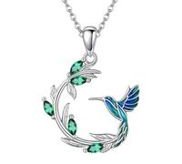 Hao Wu Xuan 1Pc Exquisito Collar Colgante de Hoja pequeña de Cristal Verde colibrí Joyería Diaria de Moda para Mujeres Regalo conmemorativo Familiar