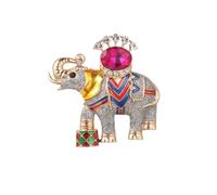 Hao Wu Xuan Broche de elefante de cristal con pedrería Decoración del traje real tailandés Proceso de esmalte Regalos de recuerdos turísticos