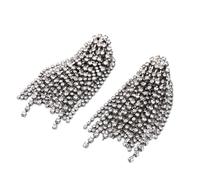 Hao Wu Xuan Cadena de Copa de hematita Pendientes de Poste de estrás Transparentes para Mujeres Cluster Joyería de Moda Accesorios de Fiesta Regalos Elegantes 271