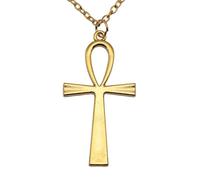 Hao Wu Xuan Cadena de Cuerda 4 Colores 52x28mm Llave de Vida Collar Colgante Cruz de anj Punk Hiphop Collar de Cadena Larga Regalo para Mujeres para Hombres joyería Accesorios