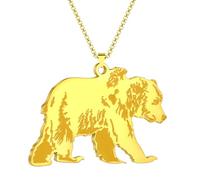 Hao Wu Xuan Cadena de Cuerda Colgante de Oso Grizzly para Hombres Collar para Mujeres Joyería Vintage de síntesis Animal Joyería de Oso Pardo de América del Norte para Collares de Oso Pardo