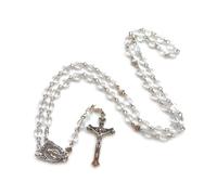 Hao Wu Xuan Cadena de Cuerda, Cuentas Transparentes en Forma de corazón, Collar acrílico del Rosario, Cruz Colgante de Moda, Regalo de joyería de oración para Mujeres