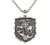 Hao Wu Xuan Cadena de Cuerda Nostalgia St. George Slay Dragon Protect Us Saint Shield Talismán Protección Cruz Medalla Amuleto Collar Vintage Regalo para Hombre