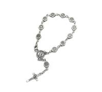 Hao Wu Xuan Cadena de Cuerda Pulseras Retro de San Benito Rosario con Colgante de Cruce Joyería de Moda con Caja Regalo