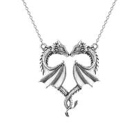 Hao Wu Xuan Cadenas de Cuerda Colgantes Vikingos de Dragón Vikingo para Hombres Símbolo de corazón del Amor Joyería Vintage Collar Punk Regalo