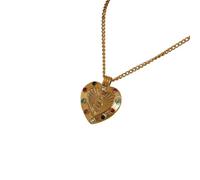 Hao Wu Xuan Colgante de corazón de circonita Colorida chapada en Oro Collar Cubano Acero Inoxidable sin deslustre Joyería Moderna para Amantes Regalo