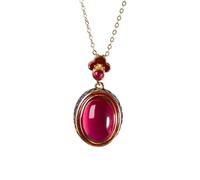 Hao Wu Xuan Colgante de Nubes auspiciosas de Esmalte Vintage cornalina Natural Collares ovalados Rojos Exquisita joyería de Cadena de clavícula de Lujo Ligero