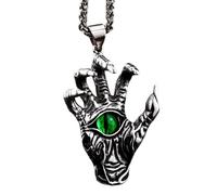 Hao Wu Xuan Colgante masculino de Ojo Malvado Hueso de Mano, Pata, Ojo Verde Punk Rock BP8-552