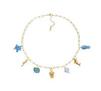 Hao Wu Xuan Collar Colgante de Animal Marino Azul de Acero Inoxidable Chapado en Oro sin deslustre Accesorios de joyería de Estilo oceánico de Verano