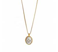 Hao Wu Xuan Collar Colgante de circón de Concha Ovalada 2025 Acero Inoxidable Joyería para Mujeres Pvd Chapado en Oro Accesorios sin deslustre