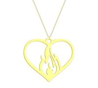Hao Wu Xuan Collar Colgante de corazón en Fuego de Acero Inoxidable para Mujeres Collar de Cadena de clavícula de corazón en Llamas Joyería de Compromiso