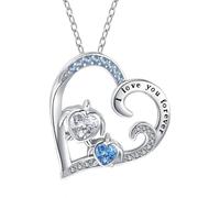 Hao Wu Xuan Collar Colgante de Cristal Azul-Blanco de Tortuga en Forma de corazón de Moda para Mujeres joyería para Padres e Hijos