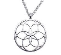 Hao Wu Xuan Collar Colgante de la Flor de la Vida Hueca de la Vida de 30x35mm con Cadena de Cuerda para Mujer