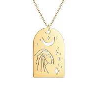 Hao Wu Xuan Collar Colgante de patrón de Luna misteriosa, Estrellas y Diosa de Acero Inoxidable para Mujeres y Hombres Joyería Delicada Regalos de Fiesta
