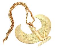 Hao Wu Xuan Collar con colgante de ala de Isis egipcia, tono dorado, joyería de la diosa del antiguo Egipto, accesorios de regalo unisex