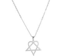 Hao Wu Xuan Collar con colgante de corazón de estrella de David de acero inoxidable, plata, joyería de moda para mujer con cadena