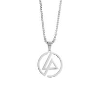 Hao Wu Xuan Collar con colgante de logotipo de banda de hip hop rock para hombres y mujeres, cadena de acero inoxidable