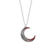 Hao Wu Xuan Collar con colgante de luna creciente de caballero luna, cadena de plata, diseño degradado rojo, accesorio de joyería con temática de película de superhéroes