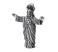 Hao Wu Xuan Collar con colgante de plata de ley 925 vintage de plata tailandesa envejecida con estatua de Jesús del Redentor para hombres y mujeres, joyería de oración, amuleto de regalo