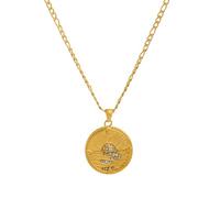 Hao Wu Xuan Collar con Colgante de Sol de Coliseo en Relieve Vintage 2025 Chapado en Oro sin deslustre Acero Inoxidable joyería para Mujer