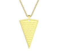 Hao Wu Xuan Collar con colgante de triángulo de abracadabra místico, cadena de acero en tono dorado, diseño geométrico de amuleto para hombres y mujeres