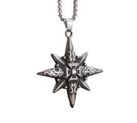 Hao Wu Xuan Collar de acero de acero con cruz de moda personalizada que no se desvanece Colgante de estrella de ocho puntas