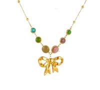 Hao Wu Xuan Collar de ángel Dorado de Piedra de Ojo de Gato Circular de Color de Acero Inoxidable 316L para Mujeres Joyería de Cuello de Tendencia Regalo de Fiesta