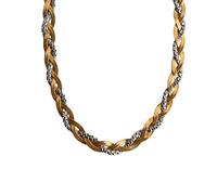 Hao Wu Xuan Collar de Cadena de Hoja Trenzada de Tres Capas Chapado en Oro Acero Inoxidable Joyería Punk Hip Hop Hecha a Mano sin deslustre