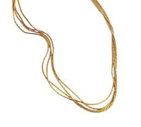 Hao Wu Xuan Collar de Cadena de Serpiente Minimalista de Cuatro Capas Chapado en Oro Acero Inoxidable sin deslustre Joyería Elegante para Banquetes