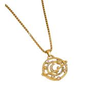 Hao Wu Xuan Collar de circonita con Colgante de Galaxia planetaria cósmica Vintage Chapado en Oro sin deslustre Acero Inoxidable Regalo de joyería de la Suerte