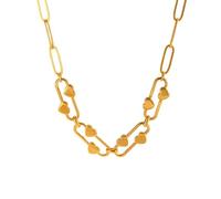 Hao Wu Xuan Collar de Clip de Amor para Mujeres, Joyería de Cadena de Clavícula de Hip Hop de Acero Inoxidable