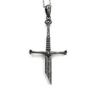 Hao Wu Xuan Collar de espada rota, colgante gótico de caballero medieval con cadena, acabado de plata envejecida, cadena de 50 cm de longitud, regalo de joyería de cosplay