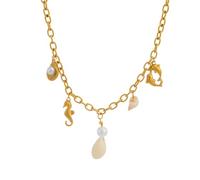 Hao Wu Xuan Collar Hecho a Mano con Colgante de Concha de Perla de Verano Chapado en Oro sin deslustre Joyería de Mujer de Acero Inoxidable para Vacaciones