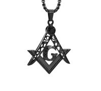 Hao Wu Xuan Collar para Hombre Cool Necklace para Hombre, albañil Brújula Símbolo Colgante Rock Punk Joyería Moda