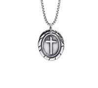 Hao Wu Xuan Collar para Hombres Collares Colgantes de Cruz de Color Plateado Retro para Hombre, nuevos Regalos de Collar de fe Punk para él Moda de joyería