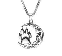 Hao Wu Xuan Collares de Hombre del Clan del Oso 316L Acero Inoxidable Colgante de Pata de Animal Nórdico Cadena Punk para Regalo de Joyería Masculina de Amigo