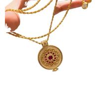 Hao Wu Xuan Exquisito Collar Redondo de Flor de Rosa ahuecada con Diamantes completos Estilo de Corte Collar de rubí Joyería Vintage para Bodas