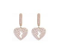 Hao Wu Xuan Hip Hop Ice out Broken Heart Dangle Pendientes para Hombres y Mujeres Pendientes de corcón cúbico de Color Plateado Huggie Anti Allergy Jewelry