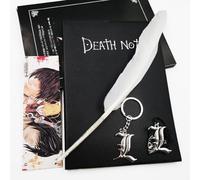 Hao Wu Xuan Juego de cosplay de Death Note con collares con colgante en L y cuaderno, accesorios de disfraz de anime de 4 piezas