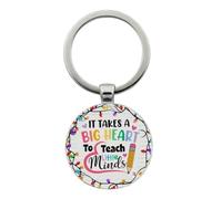 Hao Wu Xuan Llavero de agradecimiento al profesor Big Heart, Little Minds - Diseño de lápiz y bombilla de colores, ideal para un cumpleaños