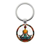 Hao Wu Xuan Llavero de meditación de yoga retro con diseño de chakras - llavero, adecuado para entusiastas del yoga y de la danza como