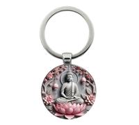 Hao Wu Xuan Llavero retro - Diseño Zen, Loto Rosa y Farol, Don Espiritual de Relajación, Respeto y Bendición