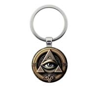 Hao Wu Xuan Llavero Retro Providence Eye - Pirámide misteriosa y diseño del universo con planetas, estrellas y nubes, colgante circular,