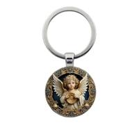 Hao Wu Xuan Llaveros de moda con adorables estampados de ángeles, llaveros de cristal de Cabochón, decoraciones para coches de hombre y mujer, bodas, cumpleaños, gr