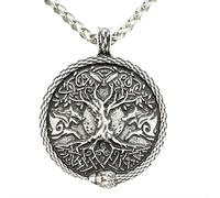 Hao Wu Xuan Moda Albero Della Vita Collana Vichingo Lupo Pendente Amuleto Talismano con Pentagramma Luna Triskele Sul Retro prezzie